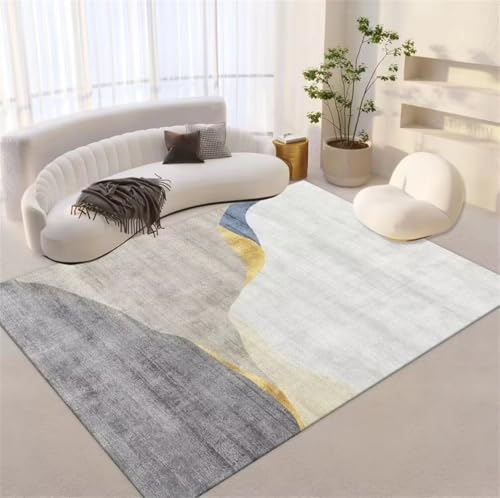 Tapis de salon pas cher gris 200x200 cm moderne et lavable - 2