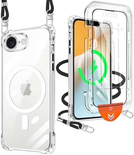 iPhone 16E �p �P�[�X �N���A [1���K���X�t�B�����t��] Magsafe�Ή� �}�O�l�b�g���� �V�����_�[ �X�g���b�v�t �g�уJ�o�[ �ϏՌ� �S�ʕی� �A�C�t�H��16E �X�}�z�P�[�X �R�t�� ������ ��|�� ��|���P�[�X TPU ���^ �y�� ����