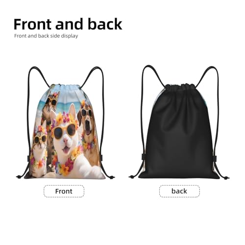 Summer Beach Pet Selfie Drawstring Backpack Bags Drawstring Bag For Sport Camp Travel Dance3