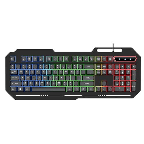 INDOTEAM RGB Gaming Keyboard - USB Wired Computer Mechanical Keyboard with RGB Illumination - LED Backlit Keyboards with Mechanical Feeling for Working Gaming PC Gamers