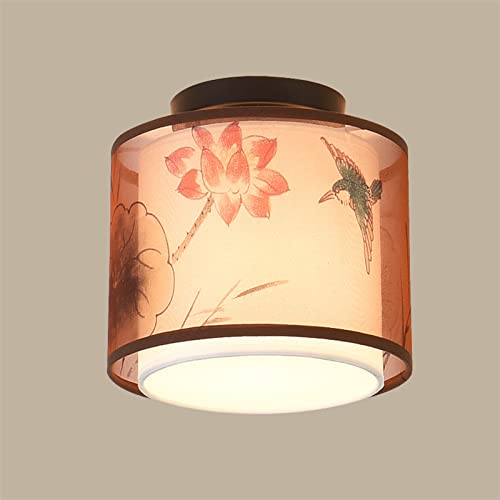 Plafonnier LED chinois en tissu à éclairage tamisé pour couloir et allée