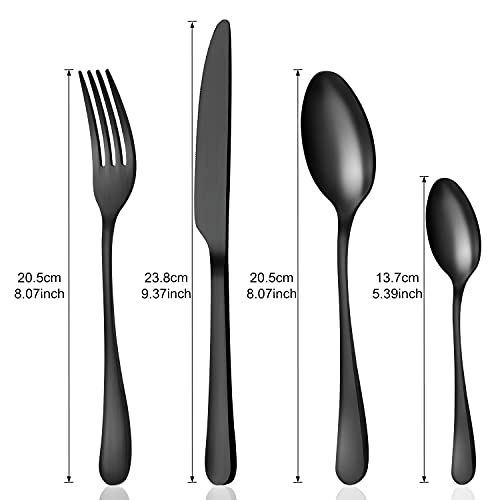 Ensemble de couverts noir mat résistant aux rayures et compatible avec lave-vaisselle