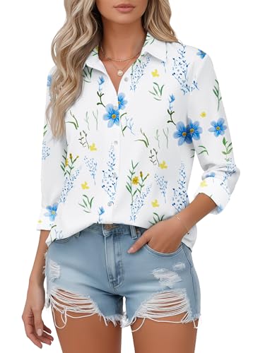 Image of Soft Wrinkle-Free Button Down Stretch Shirts for Women, Breathable Moisture-Wicking Casual Work Dress Tops