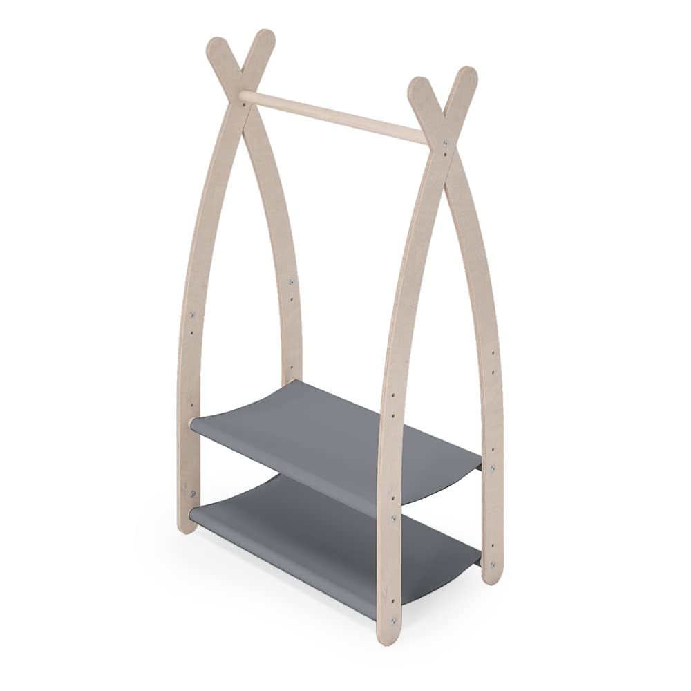MAMOI® Perchero para niños 95x106x32cm / 53x95x32cm | Armario para niños | Perchero de pie | Riel de ropa para niños | Carril de madera | Armario para niños | 100% ECO | Hecho en la UE