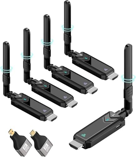 Tongtion Wireless HDMI Transmitter and 4 Receivers 150M/492FT,1080P HDMI Funkübertragung Funk Streaming Video für Laptop, Camera, TV Box zu HDTV, Monitor,Projektor