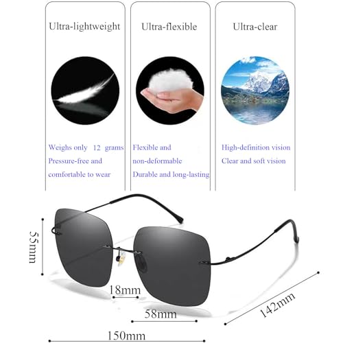 100% Real Titanium Rimless Polarized Sunglasses For Men Women UV400 Driver Sunglasses2
