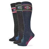 Wrangler Ladies Angora Blend Aztec Pattern Knee High Boot Socks 3 Pair Pack (US, Alpha, Medium, Regular, Regular, Denim/Brown/Charcoal)
