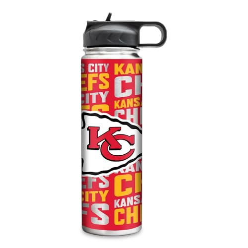 Rico Industries NFL Football Kansas City Chiefs 22oz Stainless Steel Tumbler with Lid - Great For Coffee Tea Water or Cocktails
