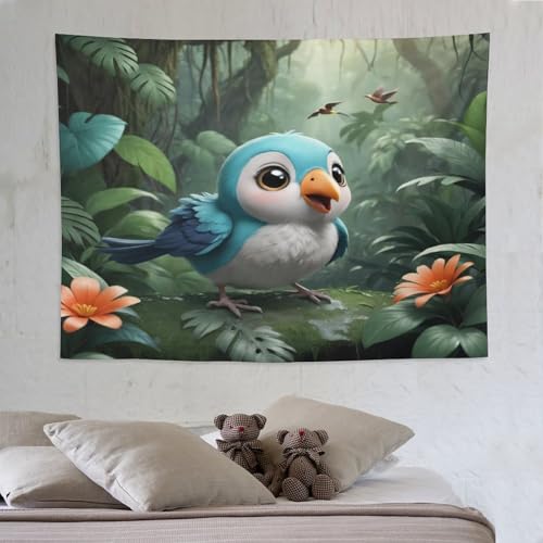 Tapisserie murale oiseau mignon 150x200cm pour décoration de chambre