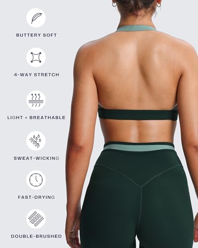 Aoxjox Women's Color Block Halter Workout Sports Bras Fitness Athletic Vanessa Bra Yoga Crop Tank4