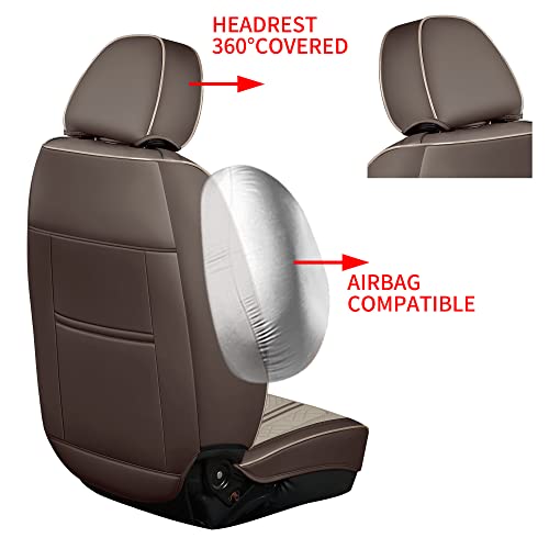 Image of GXT Car Seat Covers Front Seats Only, Front Car Seat Covers 2 Pack, Premium Faux Leather Car Seat Cushion - Universal Fit for Most Sedans SUV Pick-up Truck with Headrests(Coffee and White)