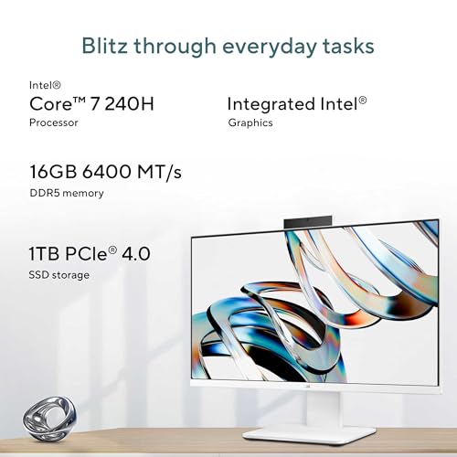 Image of ASUS V470 (2026),Intel Core 7 240H (i7-14th Gen),Intel iGPU,32GB /1TB,FHD,27 inch(68.58 cm),Windows 11,M365 Basic(1Y),Office 24,White,7.07 Kg,V470VA-KWC7003WS,with Wireless Keyboard & Mouse,All in One PC