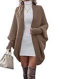  ticticlily Cardigan Femme Chic et Elegant Long Ample Gilet à Manche Longue et Ouverte Devant Veste en Tricot Fin Open Front Sweater Hiver Automne A Kaki S