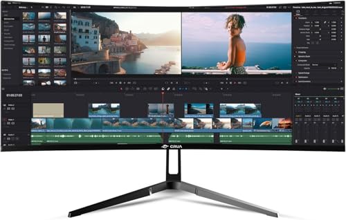 CRUA 34 Inch Curved Gaming Monitor, 21:9 WQHD 3440x1440 165/180Hz 1500R Ultrawide Computer Monitor Support Freesync,PBP, HDMI 2.0 & DP 1.4, Wall Mountable/Tilt Adjustable-Black 2
