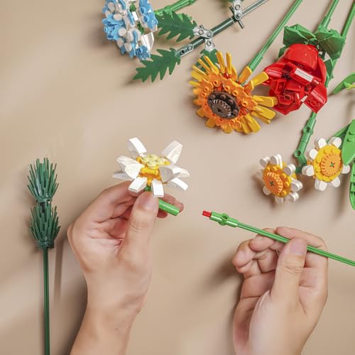 Bloques de construcción de ramo de flores con jarrón modular estable 4