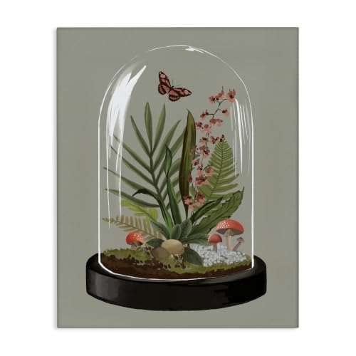 Stupell Industries Terrarium Dome Butterfly, 16 x 20 Inch Canvas Wall Art