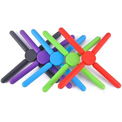 TENTA KITCHEN Durable collapsible Non Slip Silicone Trivets Mat Pack in 5 - Heat Resistant Mat/Drying Rack/Coasters For Cup,Pot,Dishes,Plates Cover