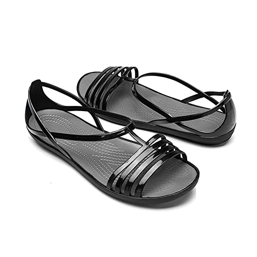 WENOREG Women's Colorful Neon Jelly Open Toe Sandals,Summer Fashion T-Strap Rainbow Gladiator Clear Beach Rain Shoes Flats Jellies Sandals3