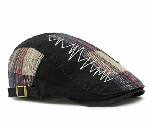 Image of Cotton Newsboy Cap,Breathable Ivy Gatsby Cabbie Beret Hat for Men's Women Driving Hunting Golf