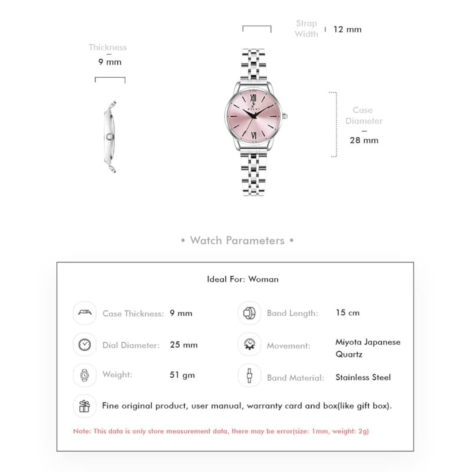 Women's Dazzle Analog Blush Pink Dial Steel Strap Watch