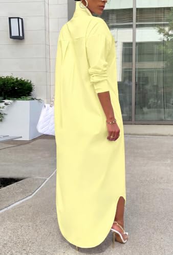 Image of Choichic Shirt Dresses for Women Casual Long Sleeve Cotton Button Down Maxi Dresses