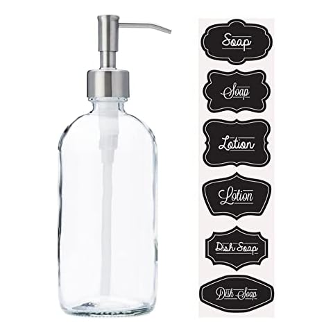 Jarmazing Products Clear Glass Jar Soap And Lotion Dispenser With Stainless Steel Pump - 16 Oz Cover
