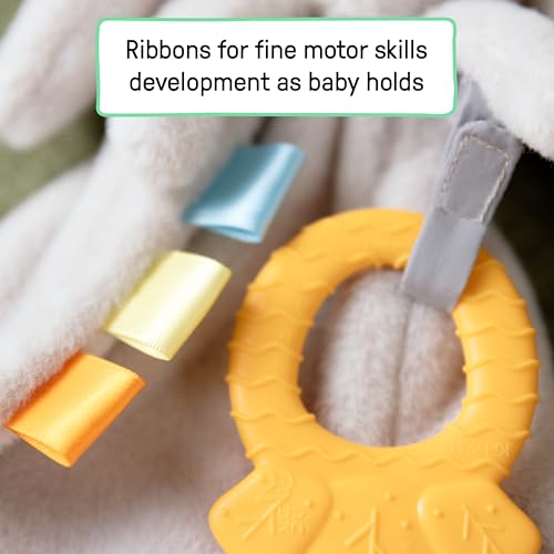 Image of Ingenuity Cozy Sylvi Plush Lovey Baby Teether - Soothe Gums - Self Soothing - Plush Bunny - Ages 0M+