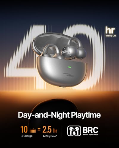 Image of Baseus Inspire XC1 Open Ear Clip-On Earbuds, Sound by Bose, Dolby Audio, Adaptive Tunning Sound, Hybrid 2-Way Driver, Zero-Sense Air Cushion, 4-Mic Adaptive Clear Calls, IP66 Waterproof, 40H Playtime