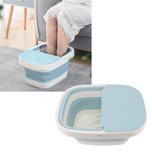 Cubo para pies Fockety, portátil con puntos de masaje gruesos y tapa desmontable, bañera para spa de pies (azul) miniatura 5