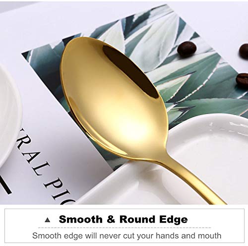 Pack Of 6, Gold Plated Stainless Steel Coffee Spoon, Futu Demitasse Espresso Spoons For Coffee Sugar Dessert Cake Ice Cream Soup Antipasto Cappuccino, 4.7 Inch #TOP2