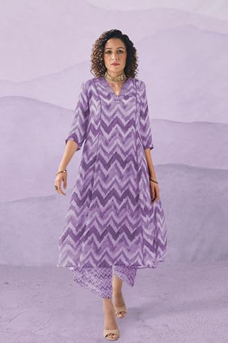 Toochki Dress For Women | Two Piece Dress For Women Long | Dress | Maxi Dress For Women | Dresses | Zig Zag Printed Dress | Cotton Dress For Women | Flared Dress | Dress With Palazzo For Womens