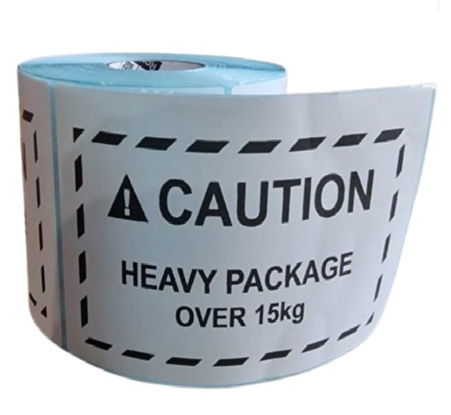 Warning Labels on Roll 4x6 Inch – 500 Stickers | Caution : Heavy Package Over 15 kg – Labels for Amazon Vendor, FBA Shipping, Warehouses & Industrial Packaging by Modaleo