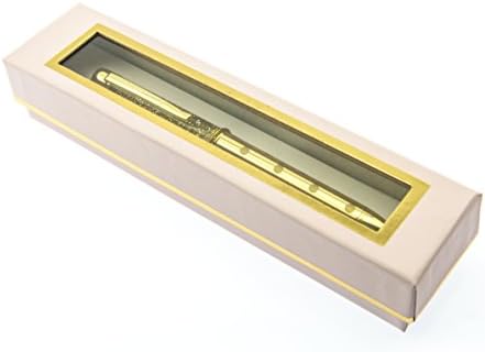 Graphique Good as Gold Deluxe Pen w/Gold-Trimmed Presentation Box - Glittery Gold Pen with Comfortable Finger Grooves, Makes a Beautiful, Unique Gift
