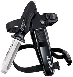 Tusa Imprex X-Pert II Scuba Diving Blunt Point Knife with Sheath and Leg Straps (Black/Black)