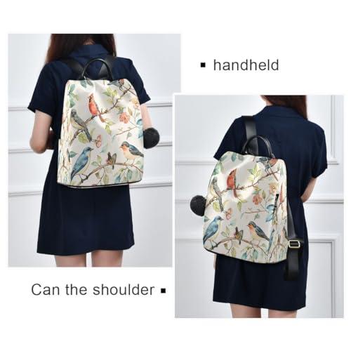 Image of Birds Spring Leaves Women Backpack Purse Anti-theft Casual Shoulder Bag Fashion Ladies Bags