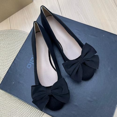 TN TANGNEST Bowtie Round Toe Ballets Flat Shoes Slip on Casual Classic Dressy Flats Big Size2