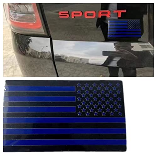 Image of Black Metal Flag Emblem for Cars Trucks 2pcs Forward and Reverse Set (5 inchx3 inch) (Black Blue)
