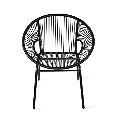 Amazon Basics Outdoor All Weather PE Wicker Club Chair with Steel Frame