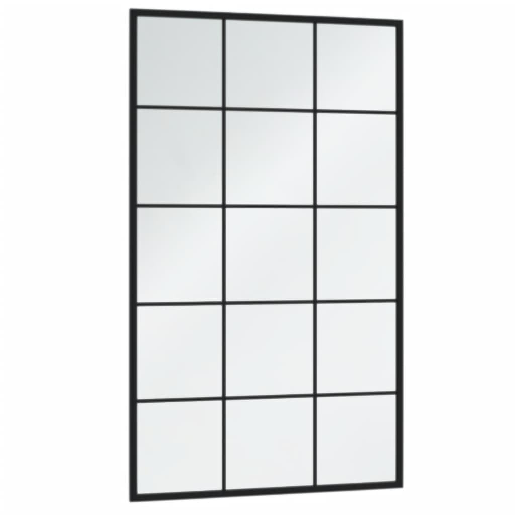 Set di 3 specchi da parete in metallo, 100 x 60 cm, colore nero