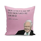 French Unicorn Housse de Coussin Taie Citation Formule Tree Warren Buffet Inspirante Anglais Businessman Milliardaire (40x40 cm)