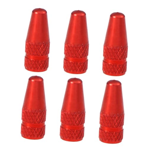 6 unidades de tapones rojos para válvulas de bicicleta en aleación de aluminio, tapas antiherrumbre y selladoras para válvulas francesas, aptos para bicicletas de montaña, carretera e híbridas miniatura 1