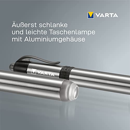 VARTA 2x Diagnostikleuchte LED Doppelpack inkl. 1x AAA Batterie, Pen Light, Pupillenleuchte, extrem schlanke und leichte Stiftlampe, Taschenlampe, für Einsätze im Krankenhaus, Arztpraxis, Silber