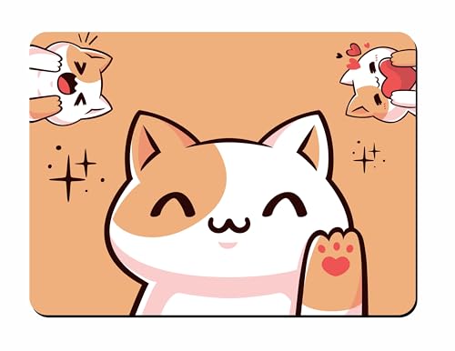 Image of Cute Cartoon Cat Mouse Pad for Laptop & Desktop | Smooth Surface, Non-Slip Rubber Base | Kawaii Animal Design Mouse Mat for Office, Home & Gaming (9 x 7.5 Inches)