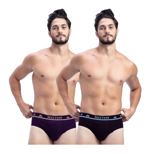 Image of Milton Mens Pure Cotton Solid Briefs|Soft Breathable Underwear for Men|Outer Elastic Comfort Fit Waistband|Skin-Friendly Essentials|Multi-Color, Color Name May Vary as per Availability|Pack of 2
