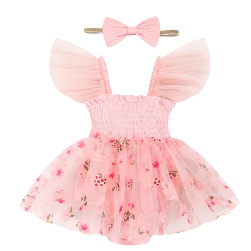 Image of TITKKOP Baby Girl Tulle Romper|Newborn Summer Bodysuit|First Birthday Photo Shoot|Cake Smash Outfit for Infants 0-18M