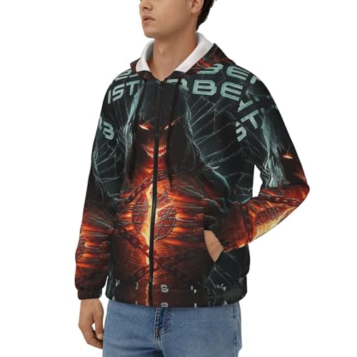 Disturbeds Men's Casual Zipper Hoodie Pullover Hooded Long Sleeve Sweatshirt with Big Pockets2