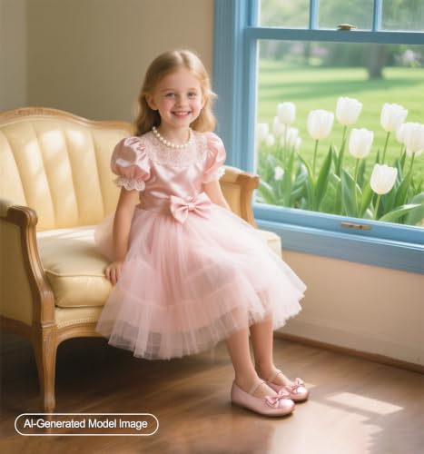 Image of PHIRAMIN Toddler Flower Girl Dress Shoes - Little Girl Ballet Flats Bow Wedding Party