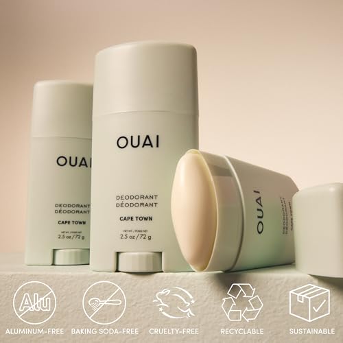 OUAI Cape Town Duo - Aluminum Free Deodorant (2.5 oz) + Detox Facial Cleanser (7.8 fl oz) - Odor Control & Deep Cleansing Post-Workout Body Care Set