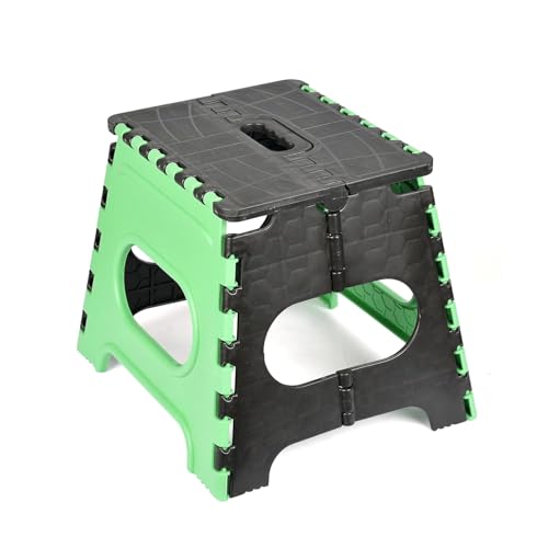 Image of U-MAX 12 Inch Portable Folding Step Stool, Compact, Lightweight & Durable for Kitchen, Bathroom, Outdoor Use (Black-Green)