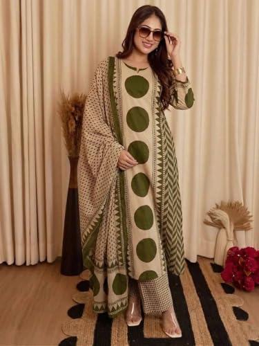Image of Klosia Women Printed Straight Kurta and Pant Set with Dupatta | Printed Kurta Set | Cotton Kurta Set | Women Kurta Sets | Summer Suit |